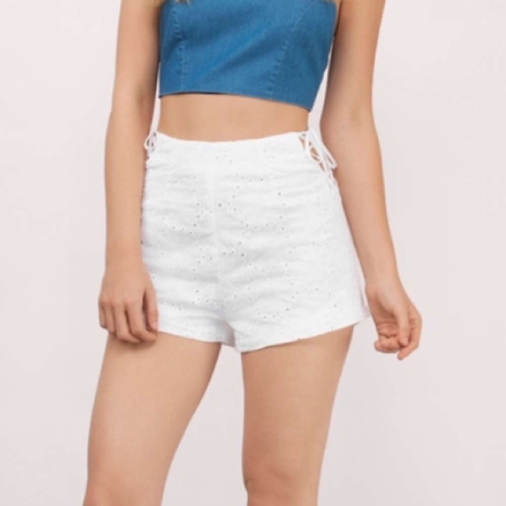 white tie high waist shorts